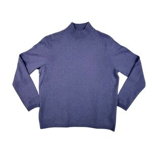 Charter Club Sweater Women's Large 100% Cashmere 2-Ply Knit Mock Neck Purple